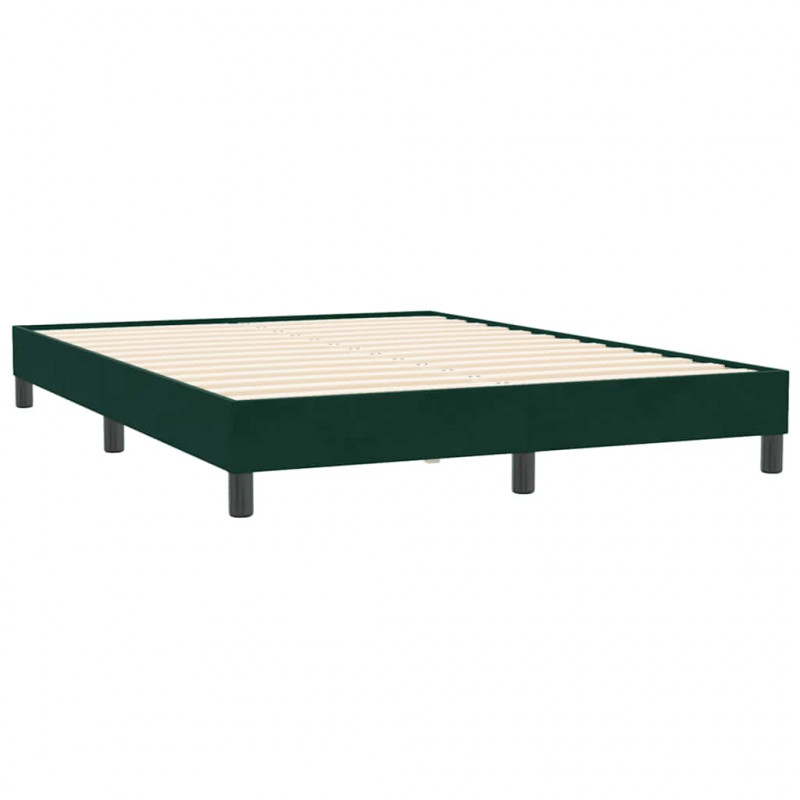 Łóżko kontynentalne z materacem i LED, ciemnozielone, 160x210 cm
