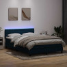 Łóżko kontynentalne z materacem i LED, niebieskie, aksamit, 160x210cm