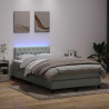 Łóżko kontynentalne z materacem i LED, jasnoszare, 120x220cm, aksamit