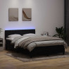 Łóżko kontynentalne z materacem i LED, czarne, 140x220 cm, aksamit