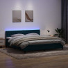 Łóżko kontynentalne z materacem i LED Ciemnoniebieski 180x220 cm