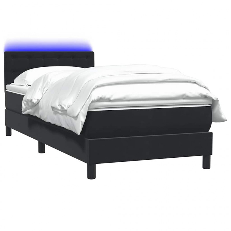 Łóżko kontynentalne z materacem i LED, czarne, 80x210 cm