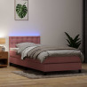 Łóżko kontynentalne z materacem i LED, różowe, aksamit, 100x210 cm
