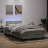 Łóżko kontynentalne z materacem i LED, jasnoszare, 120x210cm, aksamit