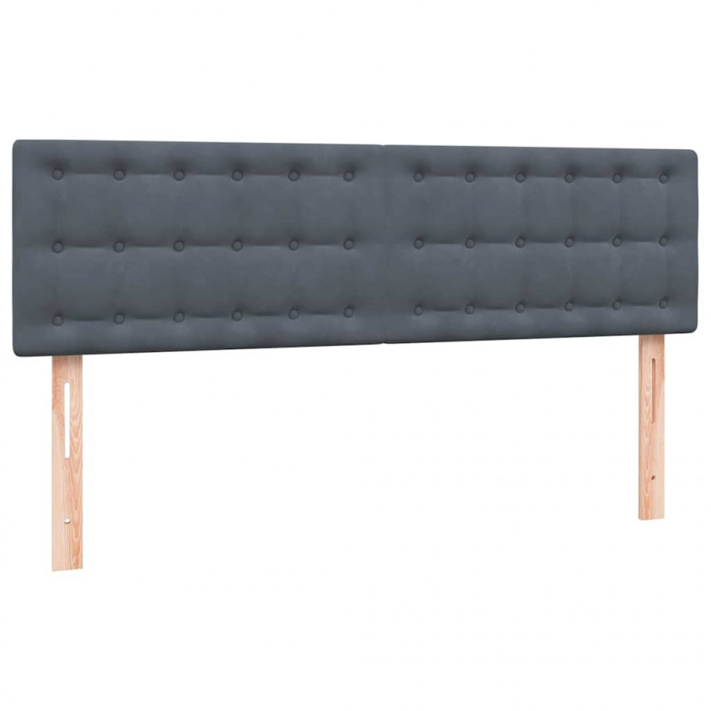 Łóżko kontynentalne z materacem i LED, ciemnoszare, 160x210cm aksamit