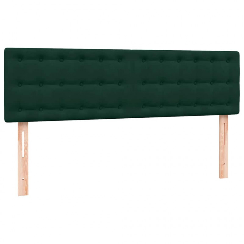 Łóżko kontynentalne z materacem i LED, ciemnozielone, 160x210 cm