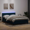 Łóżko kontynentalne z materacem i LED, niebieskie, aksamit, 160x210cm
