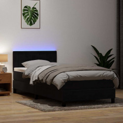Łóżko kontynentalne z materacem i LED, czarne, 80x220 cm