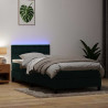 Łóżko kontynentalne z materacem i LED ciemnozielony aksamit 80x220 cm