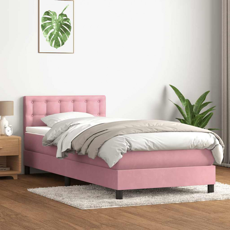 Łóżko kontynentalne z materacem i LED, różowe, 80x220 cm
