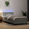 Łóżko kontynentalne z materacem i LED, jasnoszare, aksamit, 90x220 cm