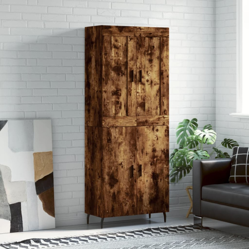Witrynka przydymiony dąb 69,5x34x180 cm materiał drewnopochodny