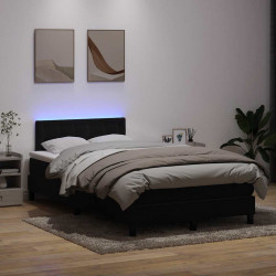 Łóżko kontynentalne z materacem i LED, czarne, 120x220 cm, aksamit