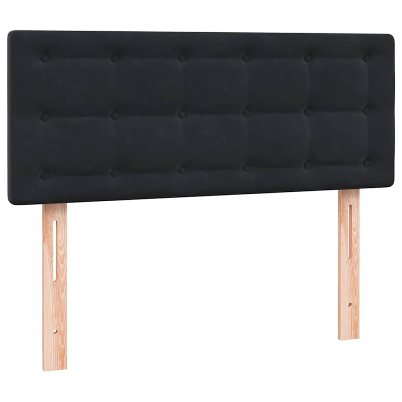 Łóżko kontynentalne z materacem i LED, czarne, 120x220 cm, aksamit