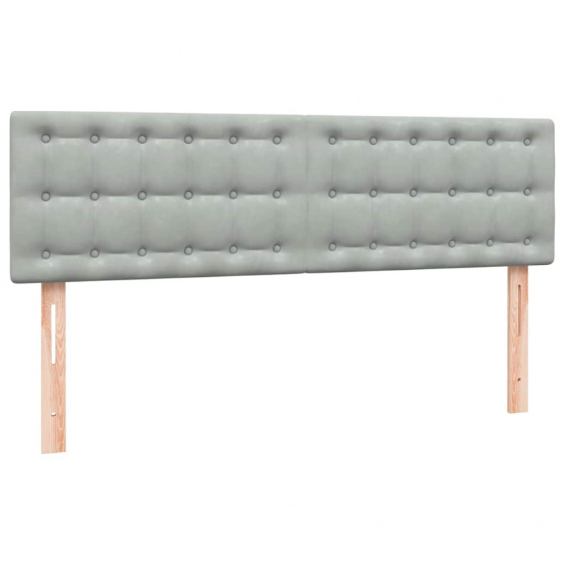 Łóżko kontynentalne z materacem i LED, jasnoszare, 140x220cm, aksamit