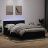 Łóżko kontynentalne z materacem i LED, czarne, 140x220 cm, aksamit