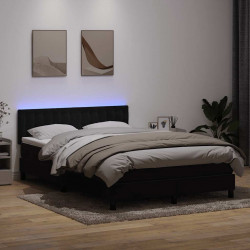 Łóżko kontynentalne z materacem i LED Czarny 160x220 cm Aksamit
