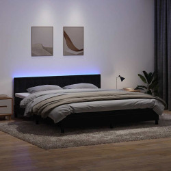 Łóżko kontynentalne z materacem i LED Czarny 180x220 cm Aksamit