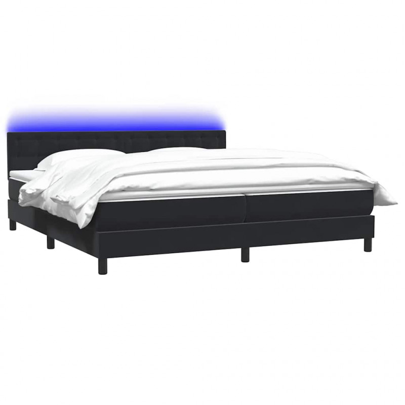 Łóżko kontynentalne z materacem i LED Czarny 180x220 cm Aksamit