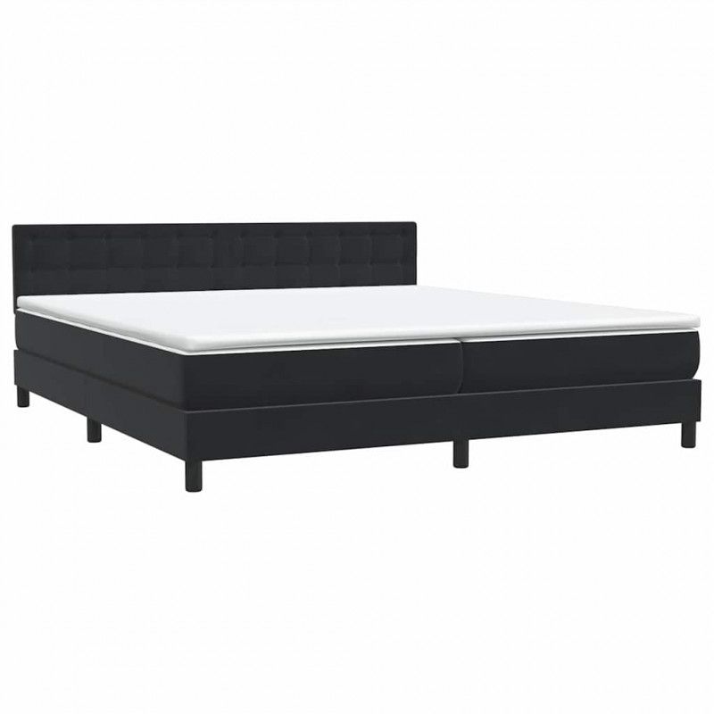 Łóżko kontynentalne z materacem i LED Czarny 180x220 cm Aksamit