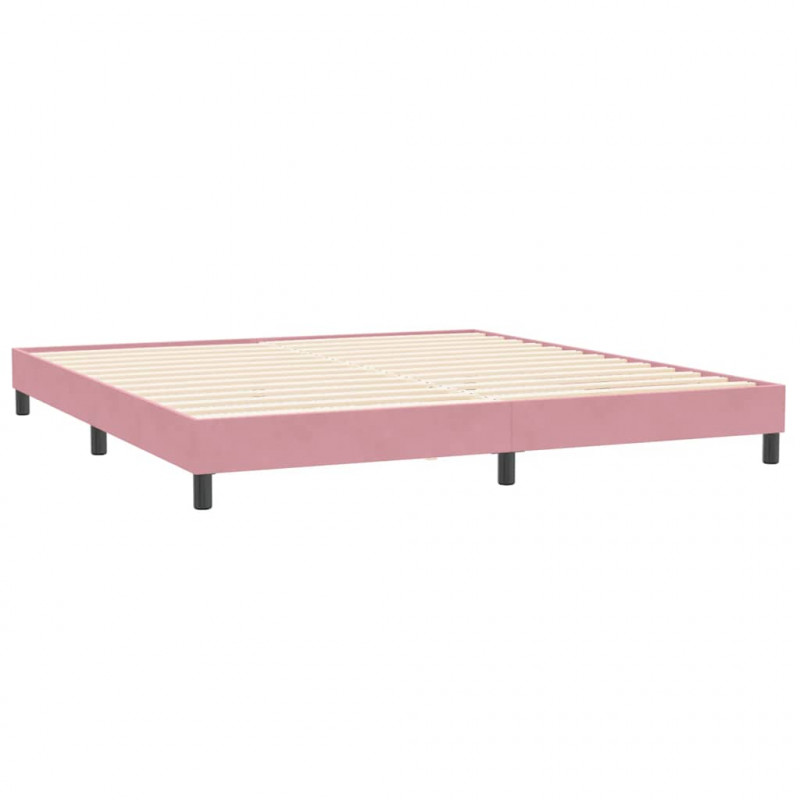 Łóżko kontynentalne z materacem i LED różowe 180x220 cm aksamitne