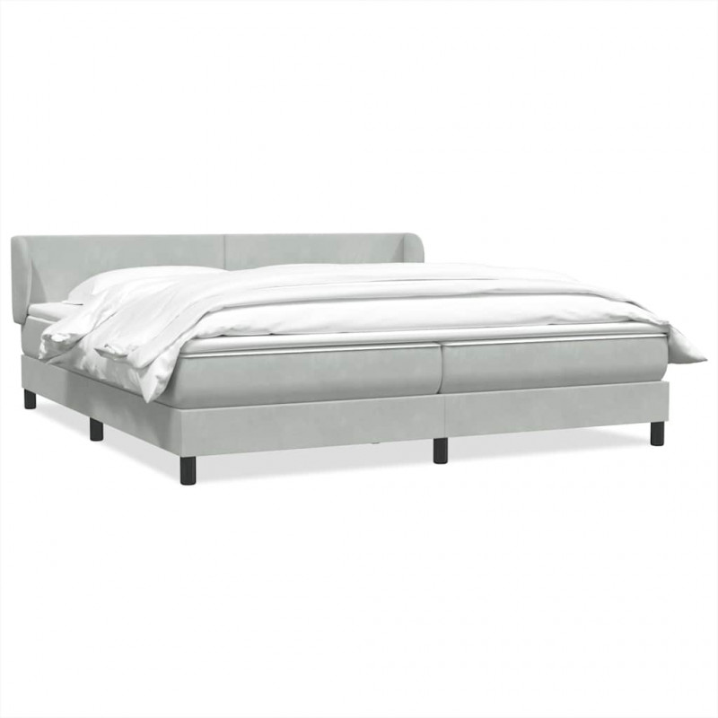 Łóżko typu Box Spring z materacami Jasnoszary 180x210 cm