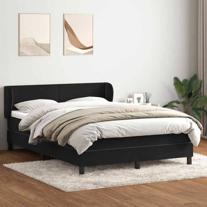 Łóżko typu Box Spring z materacem Czarny 160x220 cm Aksamit