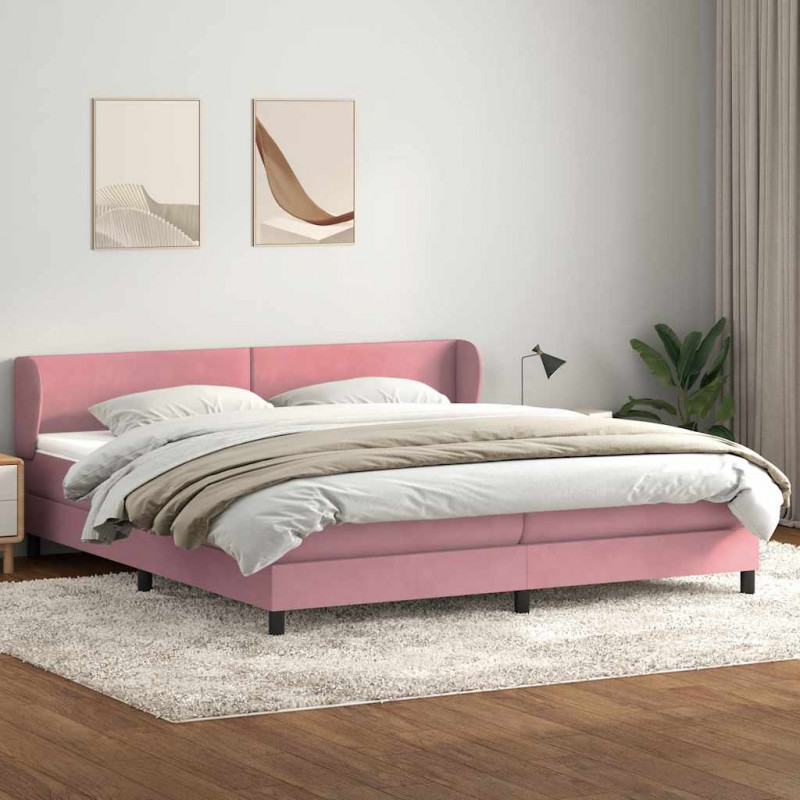 Łóżko typu Box Spring z materacami Różowy 180x220 cm Aksamit