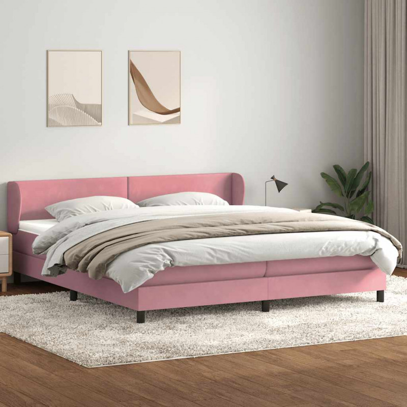 Łóżko typu Box Spring z materacami Różowy 200x220 cm Aksamit