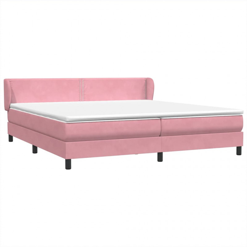 Łóżko typu Box Spring z materacami Różowy 180x210 cm Aksamit