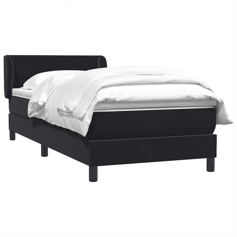 Łóżko kontynentalne z materacem, czarne, 80x210 cm