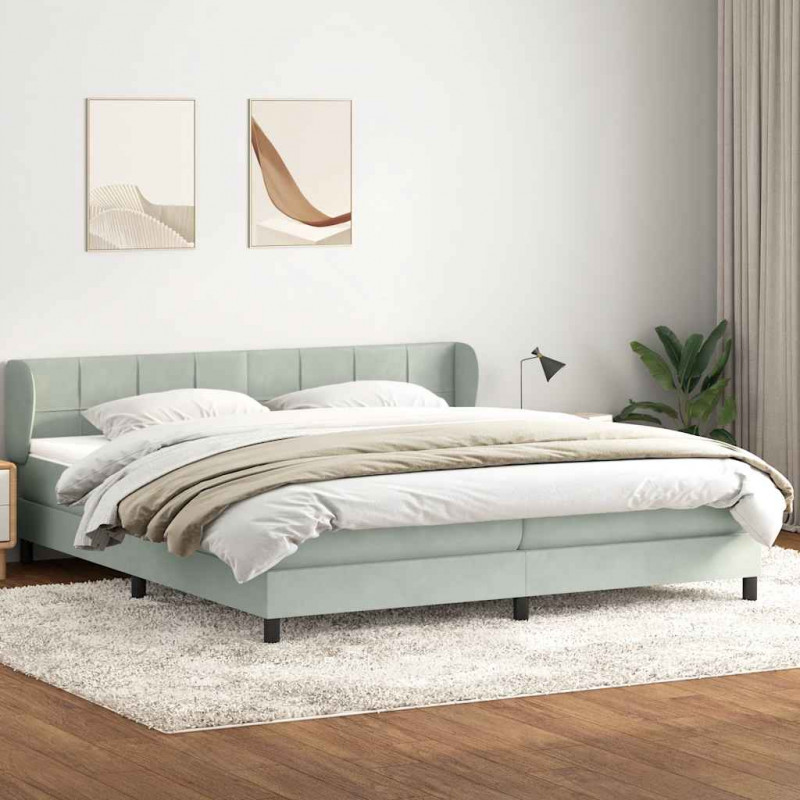 Łóżko typu Box Spring z materacami Jasnoszary 180x210 cm