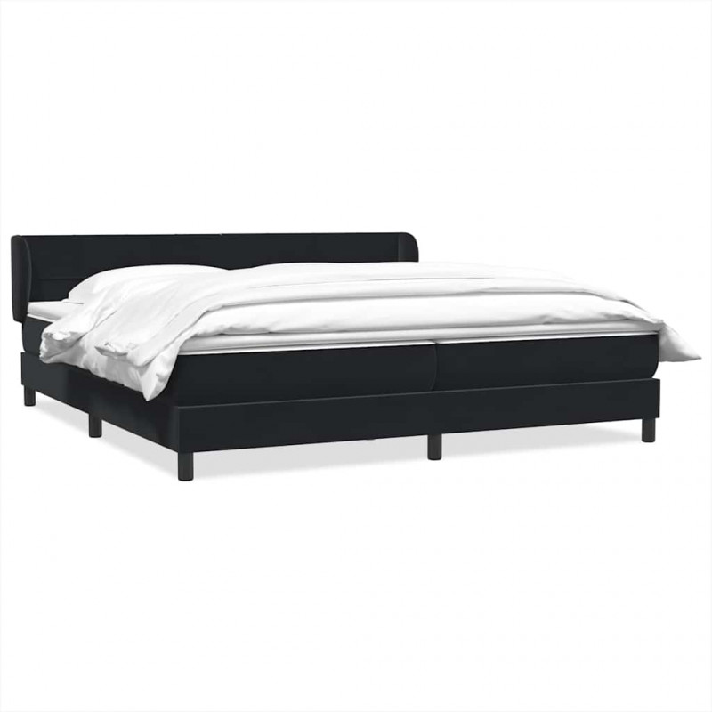 Łóżko typu Box Spring z materacami Czarny 180x210 cm Aksamit