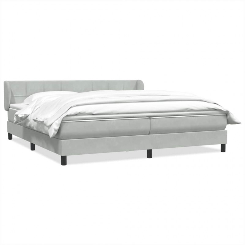Łóżko typu Box Spring z materacami Jasnoszary 180x220 cm