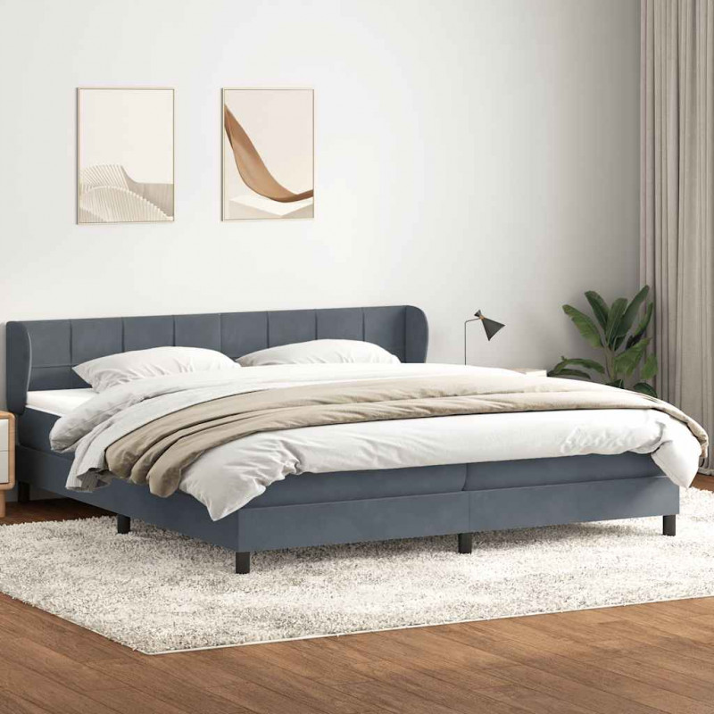 Łóżko typu Box Spring z materacami Ciemnoszary 180x220 cm
