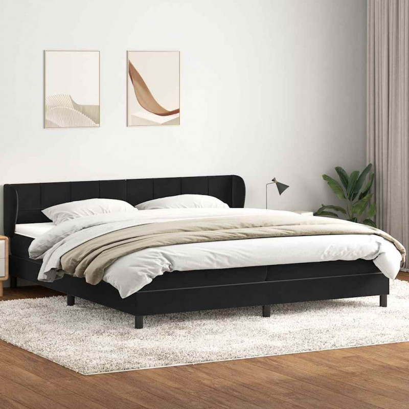 Łóżko typu Box Spring z materacami Czarny 180x220 cm Aksamit