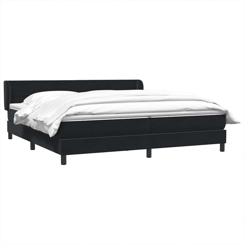 Łóżko typu Box Spring z materacami Czarny 180x220 cm Aksamit