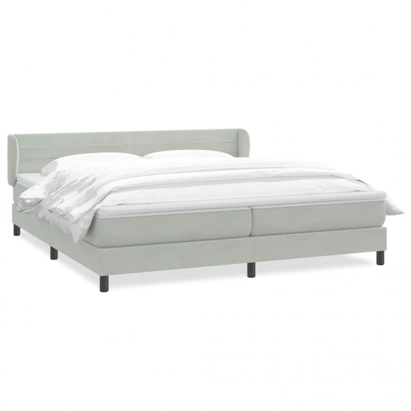 Łóżko typu Box Spring z materacami Jasnoszary 180x210 cm