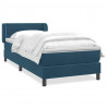 Łóżko kontynentalne z materacem, niebieskie, aksamit, 80x220 cm