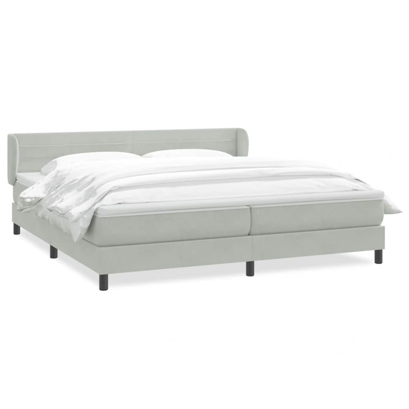 Łóżko typu Box Spring z materacami Jasnoszary 180x220 cm