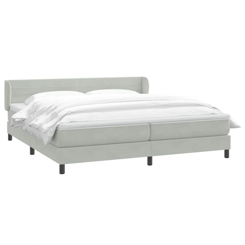 Łóżko typu Box Spring z materacami Jasnoszary 180x220 cm
