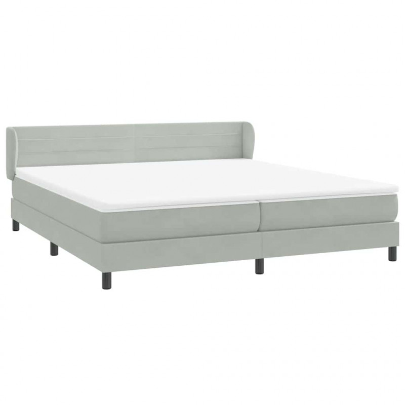 Łóżko typu Box Spring z materacami Jasnoszary 180x220 cm