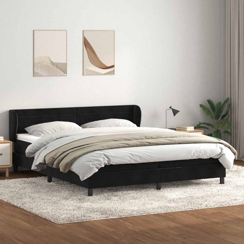 Łóżko typu Box Spring z materacami Czarny 180x220 cm Aksamit