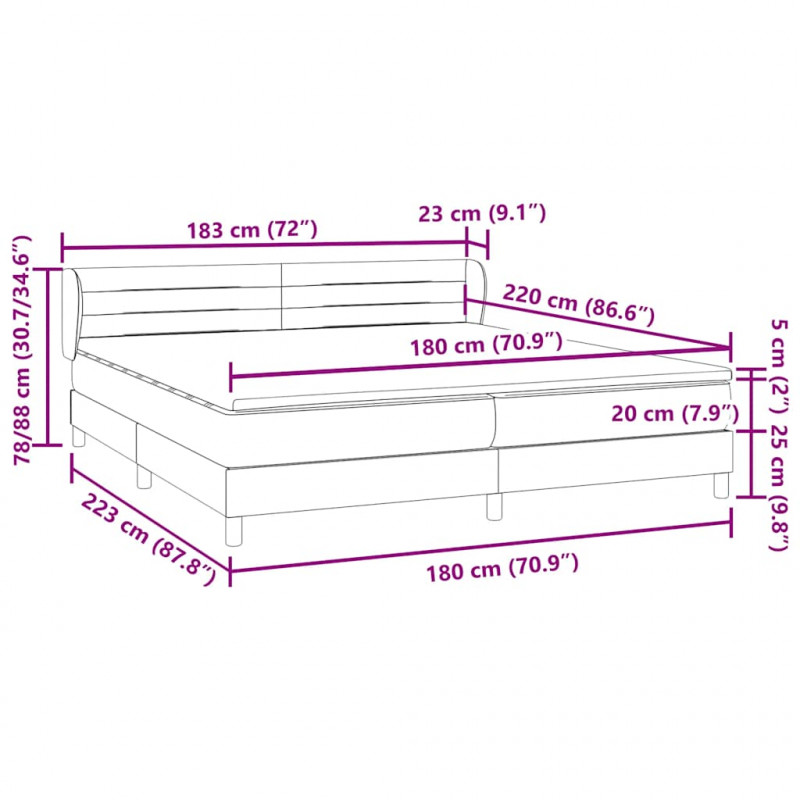 Łóżko typu Box Spring z materacami Czarny 180x220 cm Aksamit