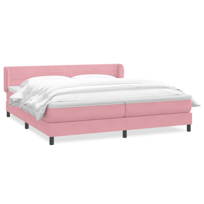 Łóżko typu Box Spring z materacami Różowy 180x220 cm Aksamit