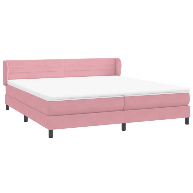 Łóżko typu Box Spring z materacami Różowy 180x220 cm Aksamit