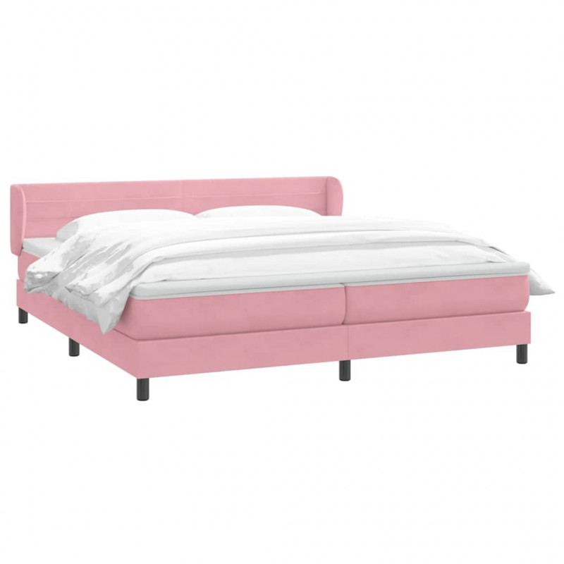 Łóżko typu Box Spring z materacami Różowy 200x220 cm Aksamit