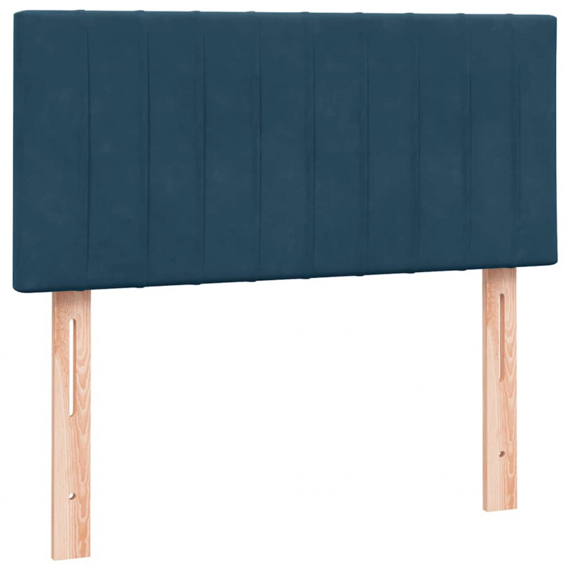 Łóżko kontynentalne z materacem, niebieskie, aksamit, 80x210 cm