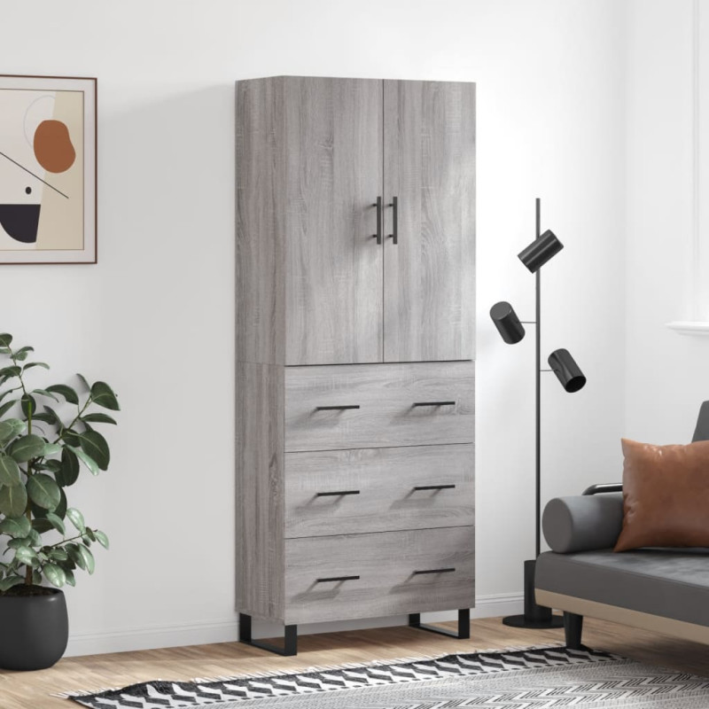 Witrynka szary dąb sonoma 69,5x34x180cm materiał drewnopochodny