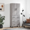 Witrynka szary dąb sonoma 69,5x34x180cm materiał drewnopochodny